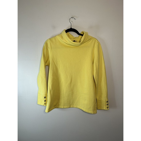 Talbots Tops - Talbots Pullover Sweatshirt Cowl Neck Yellow Buttons Long Sleeve Size PS